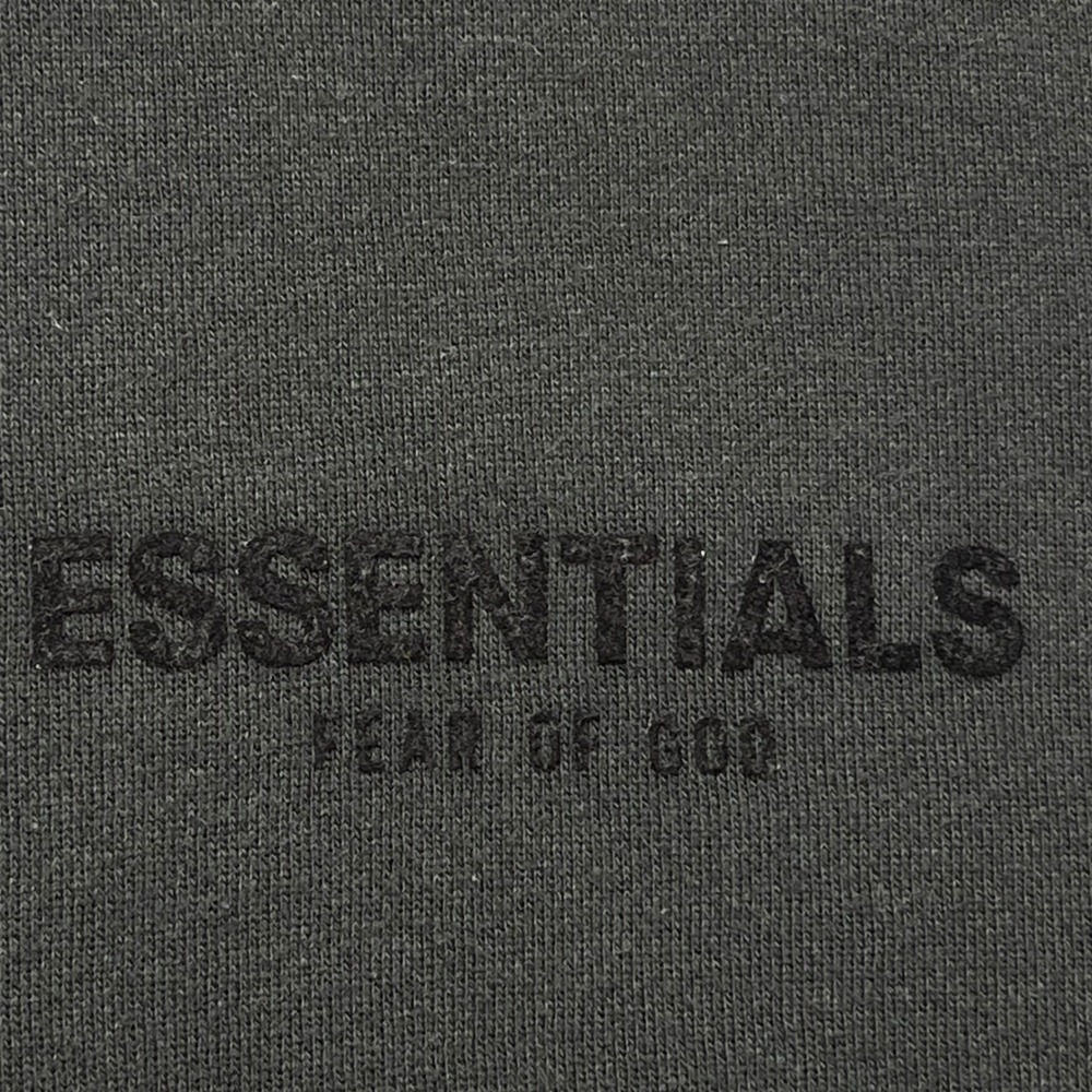 Fear of God Essentials Hoodie Washed Black Flocked Logo Pullover Men's Large